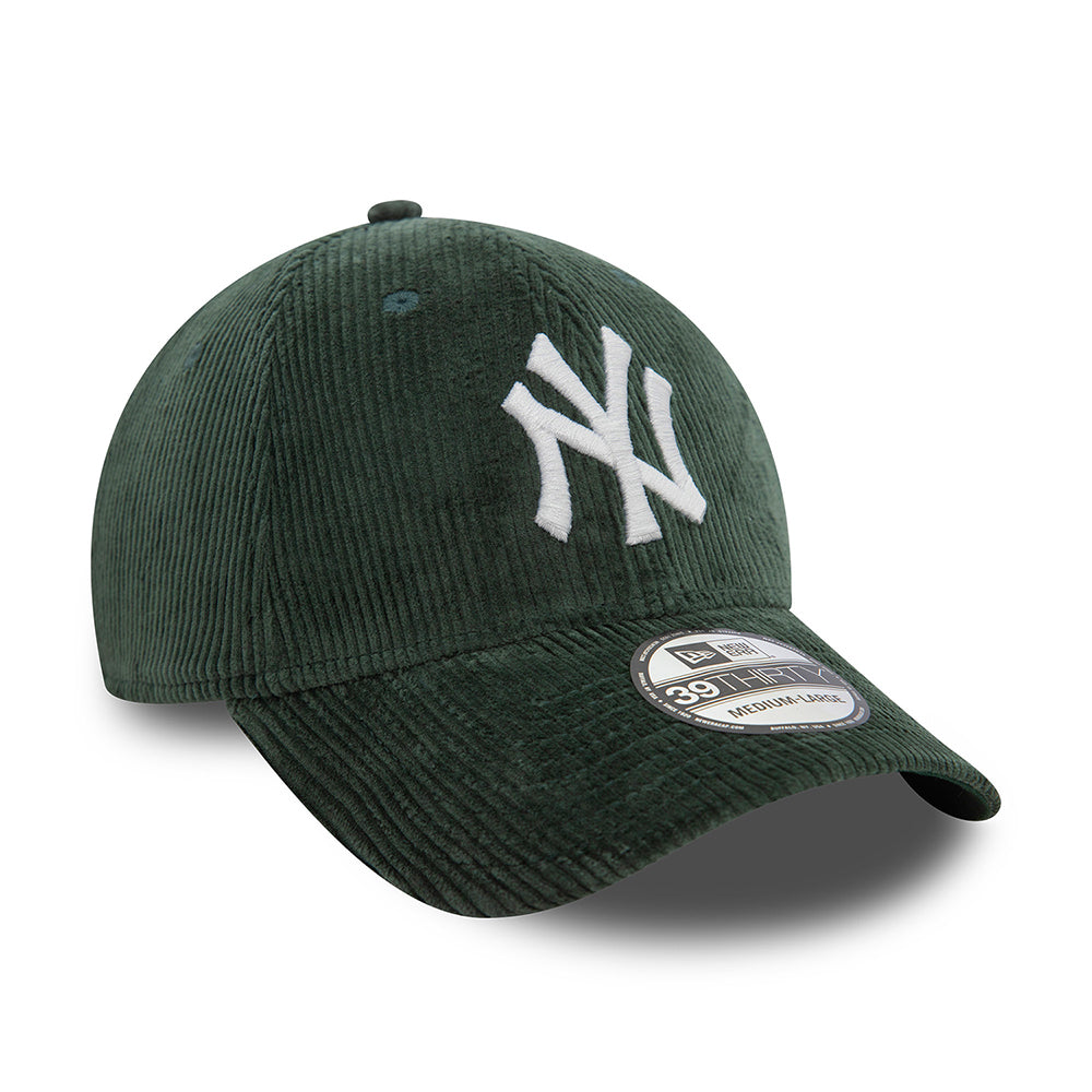 New Era 39THIRTY New York Yankees Baseball Cap - MLB Cord II - Dunkelgrün-Weiß