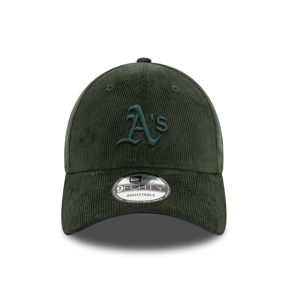New Era 9FORTY Oakland Athletics Baseball Cap - MLB Cord - Dunkelgrün