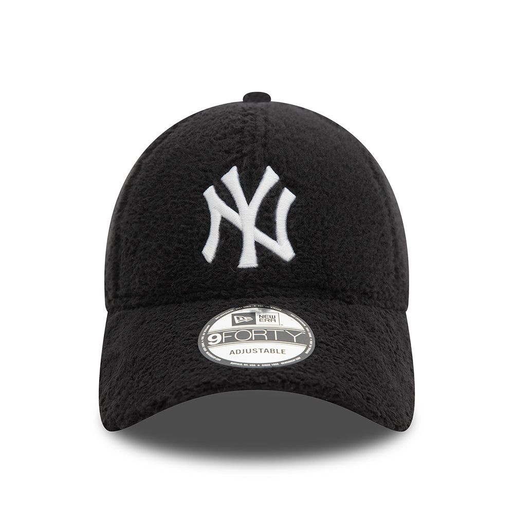 New Era 9FORTY New York Yankees Baseball Cap - MLB Borg - Schwarz-Weiß