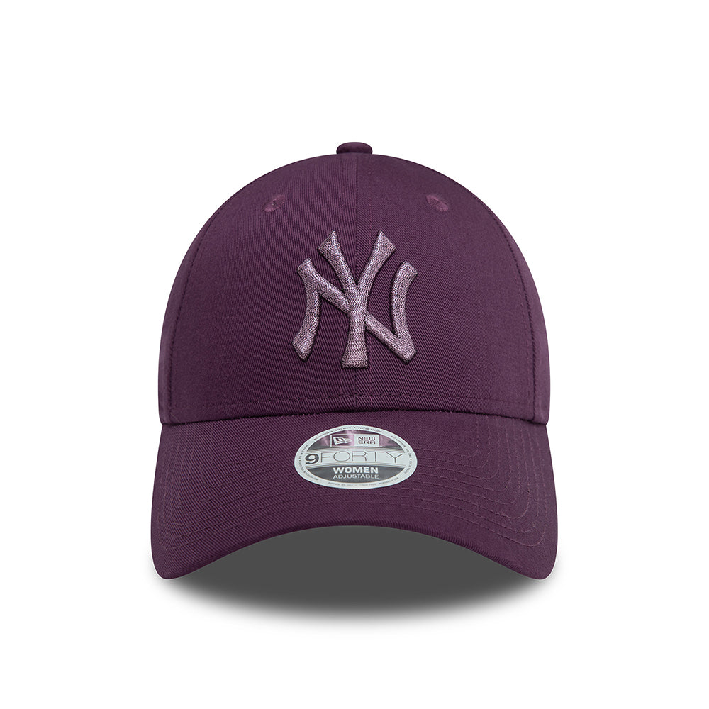 New Era Damen 9FORTY New York Yankees Baseball Cap - MLB Metallic - Zwetschge
