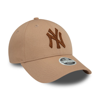 New Era Damen 9FORTY New York Yankees Baseball Cap - MLB Metallic - Taupe