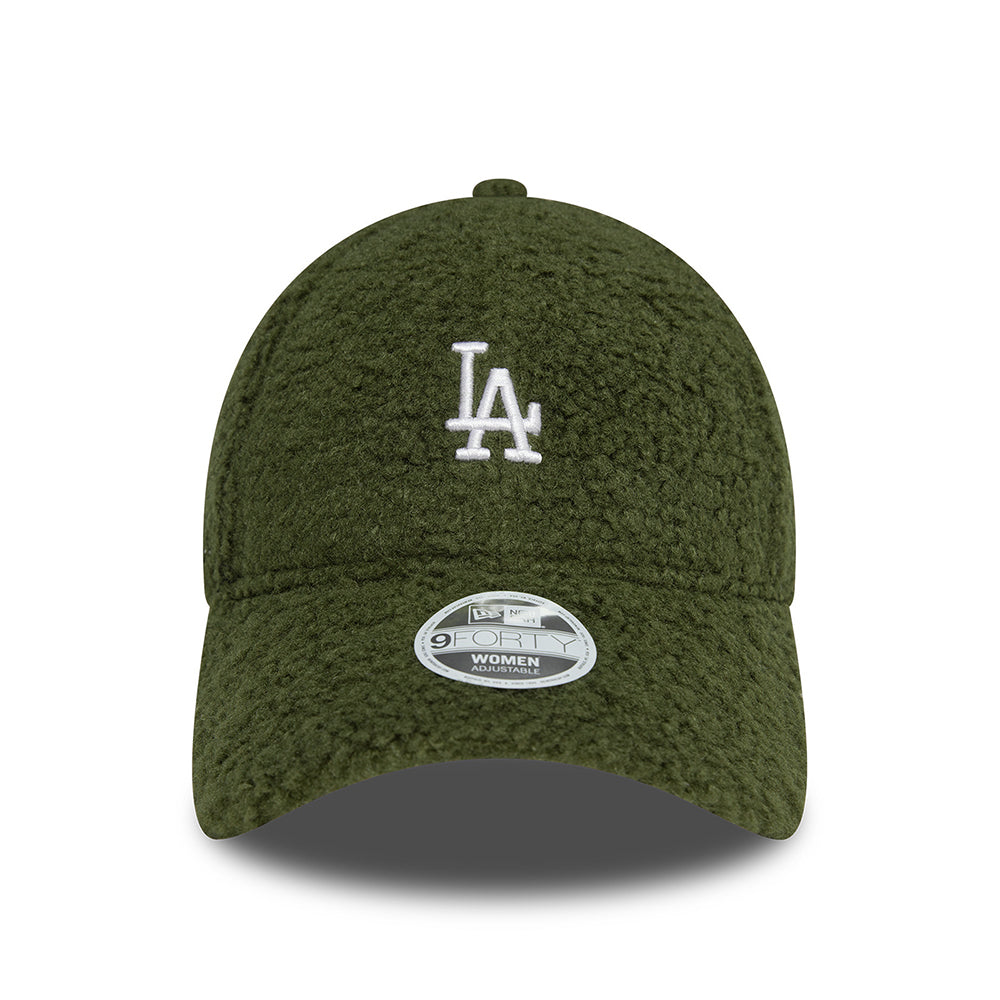 New Era Damen 9FORTY L.A. Dodgers Baseball Cap - MLB Borg - Olivgrün-Weiß