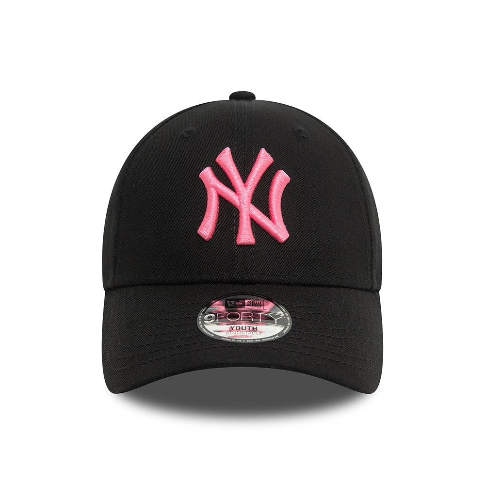 New Era Kinder 9FORTY New York Yankees Baseball Cap - MLB Neon - Schwarz-Neonpink