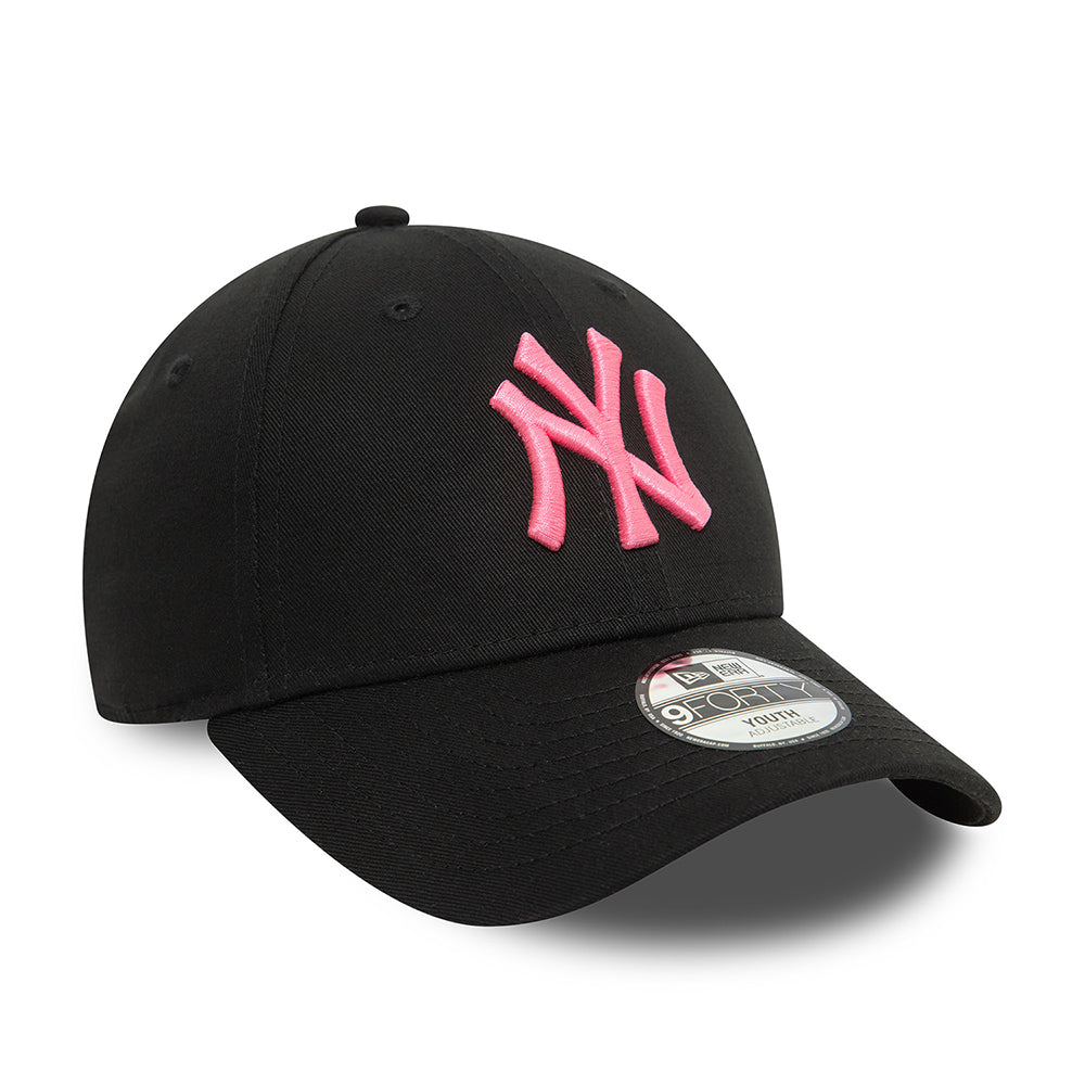 New Era Kinder 9FORTY New York Yankees Baseball Cap - MLB Neon - Schwarz-Neonpink