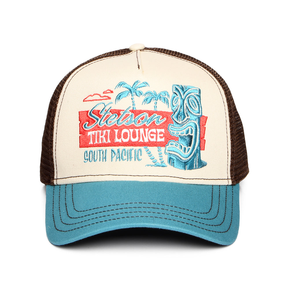 Stetson Tiki Lounge Trucker Cap - Cremefarben-Petrol-Braun