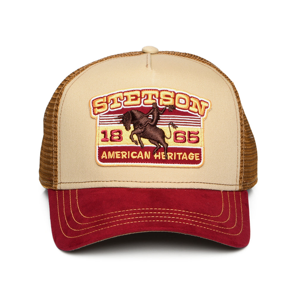 Stetson Rodeo Trucker Cap - Beige-Weinrot-Hellbraun