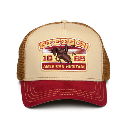Stetson Rodeo Trucker Cap - Beige-Weinrot-Hellbraun