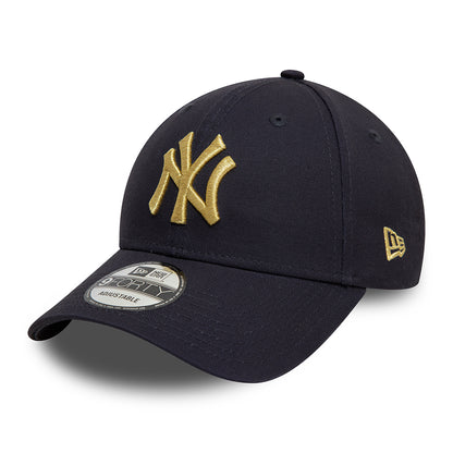 New Era 9FORTY New York Yankees Baseball Cap - MLB Metallic - Marineblau-Gold