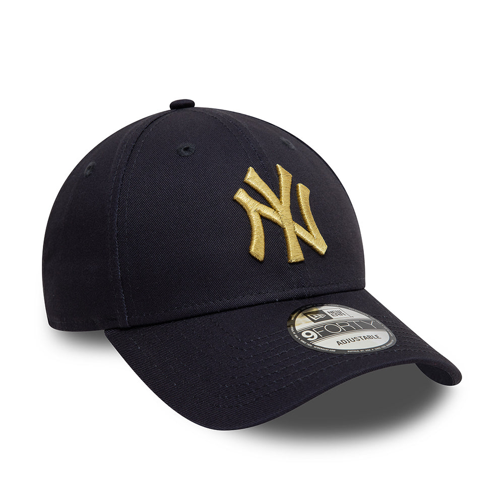 New Era 9FORTY New York Yankees Baseball Cap - MLB Metallic - Marineblau-Gold