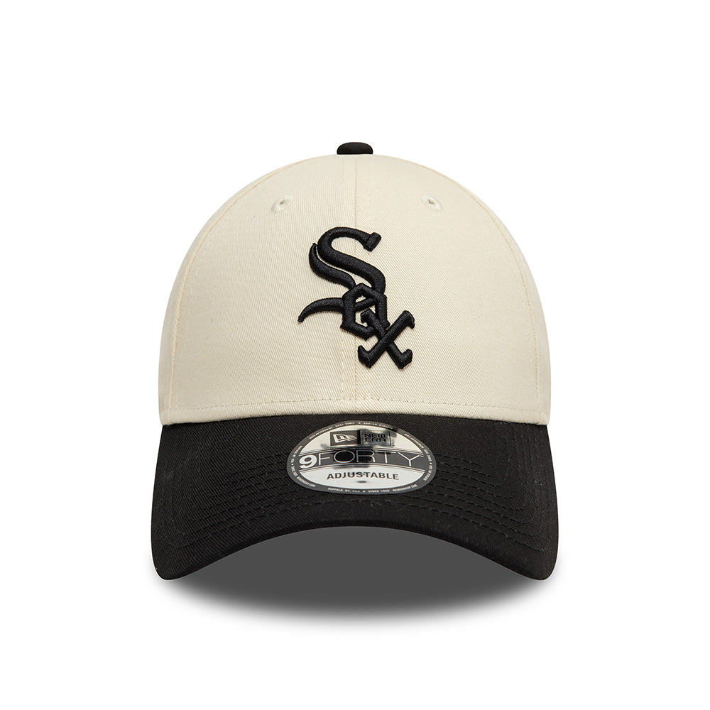 New Era 9FORTY Chicago White Sox Baseball Cap - MLB Colourblock - Cremefarben-Schwarz