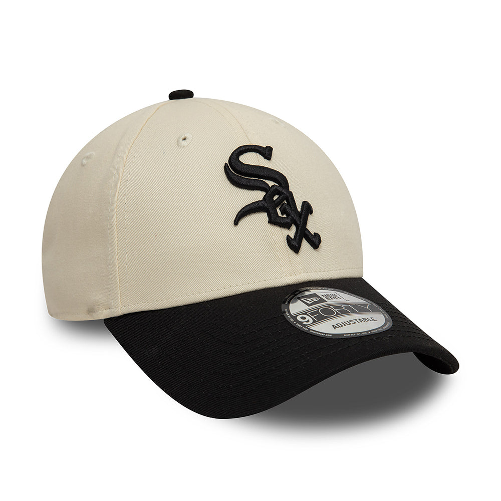 New Era 9FORTY Chicago White Sox Baseball Cap - MLB Colourblock - Cremefarben-Schwarz