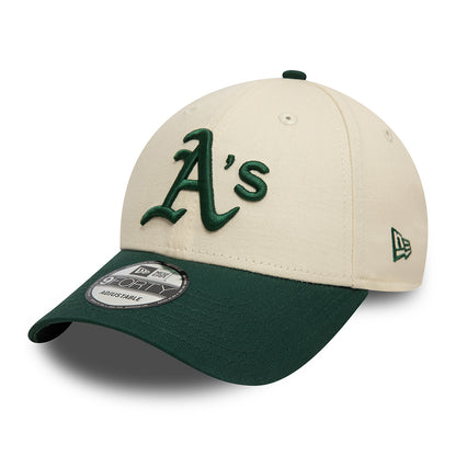 New Era 9FORTY Oakland Athletics Baseball Cap - MLB Colourblock - Cremefarben-Dunkelgrün