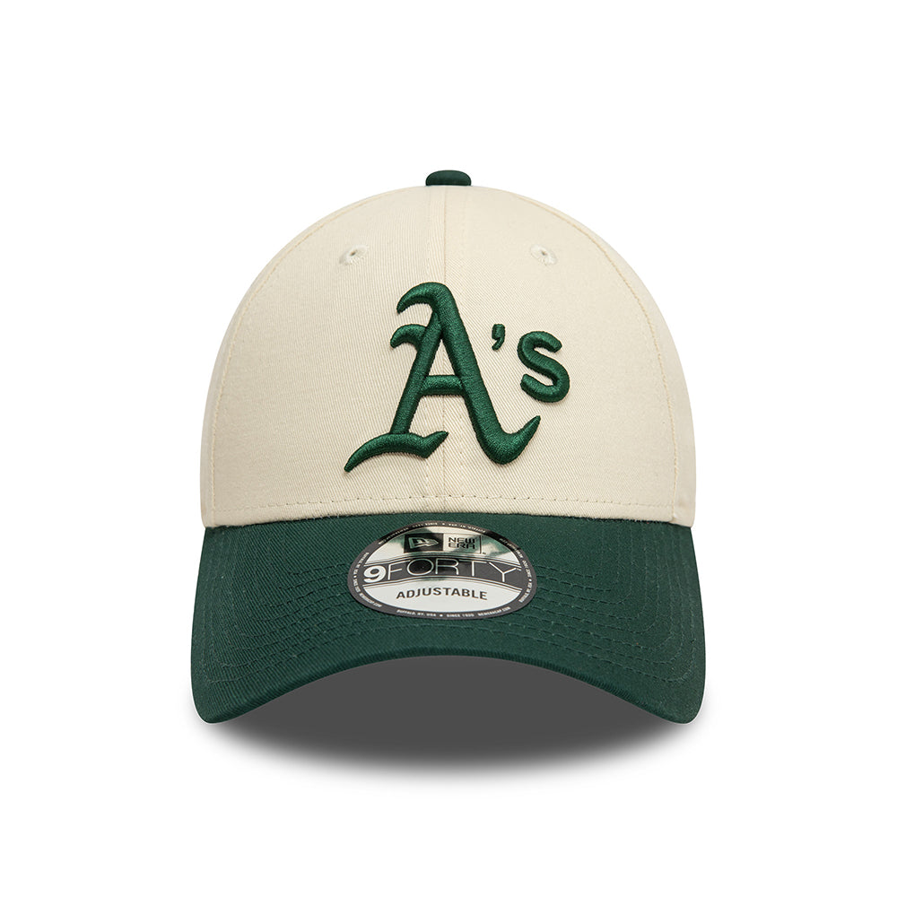 New Era 9FORTY Oakland Athletics Baseball Cap - MLB Colourblock - Cremefarben-Dunkelgrün