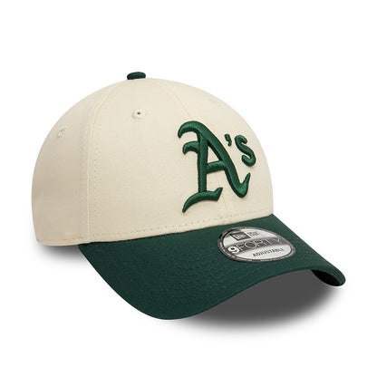 New Era 9FORTY Oakland Athletics Baseball Cap - MLB Colourblock - Cremefarben-Dunkelgrün