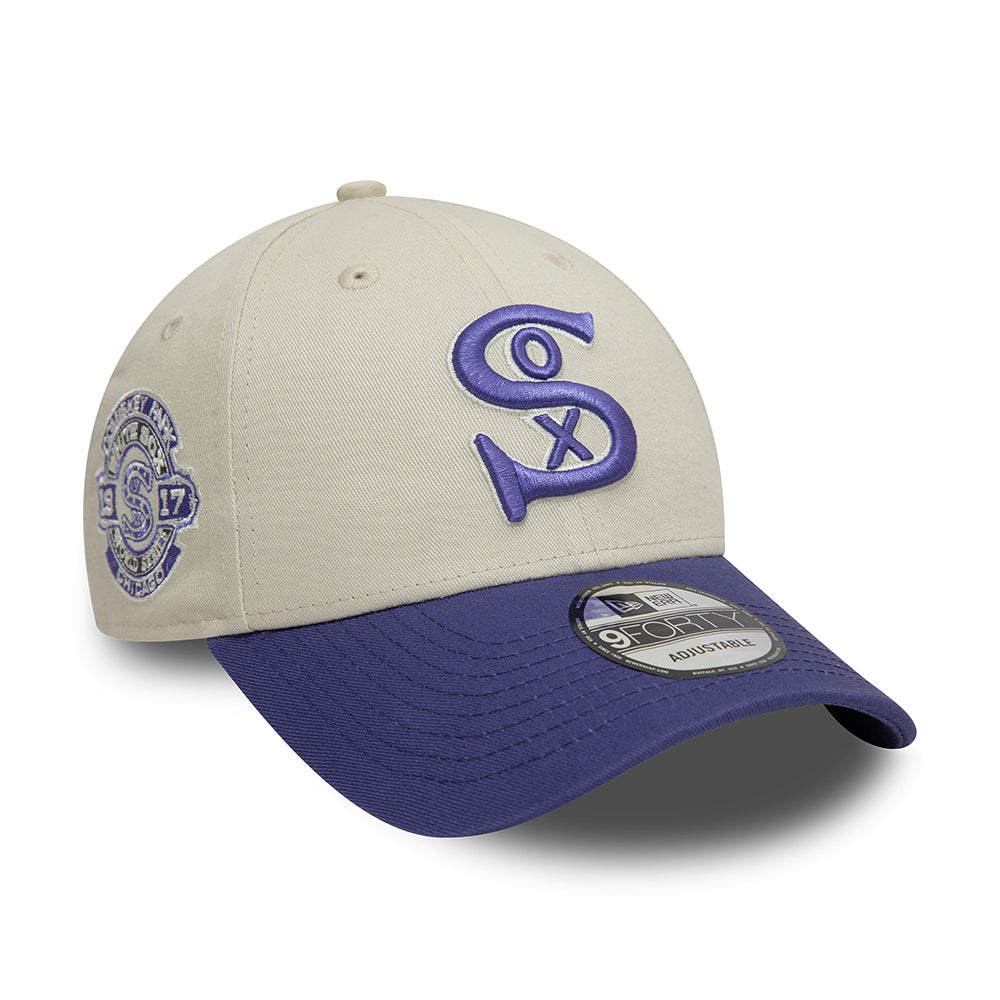 New Era 9FORTY Chicago White Sox Baseball Cap - MLB World Series Patch - Elfenbein-Tinte