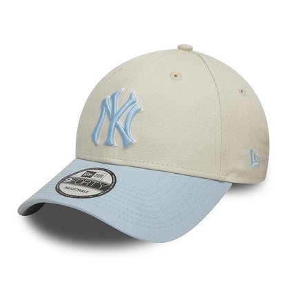 New Era 9FORTY New York Yankees Baseball Cap - MLB World Series Patch - Elfenbein-Hellblau