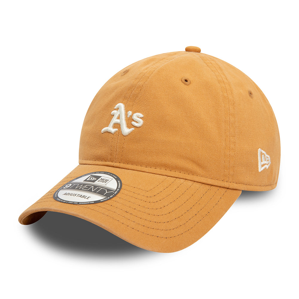 New Era 9TWENTY Oakland Athletics Baseball Cap - MLB Mini Washed - Dunkler Sand