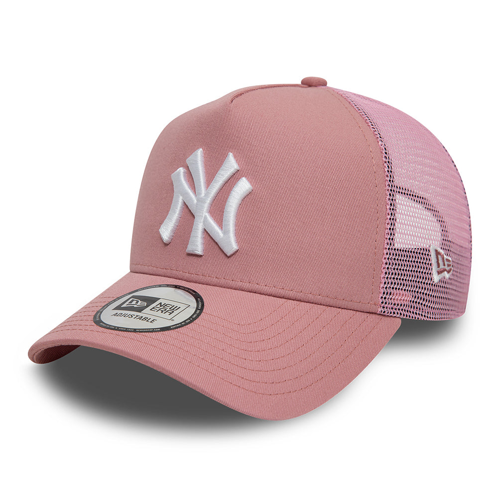 New Era A-Frame New York Yankees Trucker Cap - MLB League Essential II - Dunkelrosa-Weiß