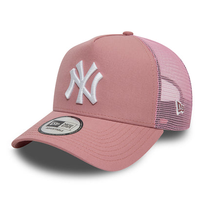 New Era A-Frame New York Yankees Trucker Cap - MLB League Essential II - Dunkelrosa-Weiß