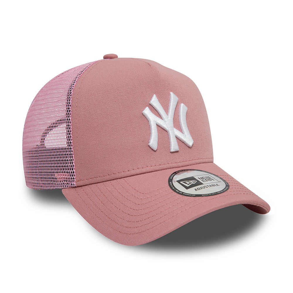 New Era A-Frame New York Yankees Trucker Cap - MLB League Essential II - Dunkelrosa-Weiß