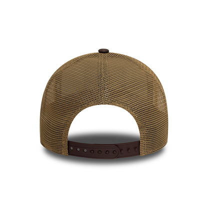 New Era A-Frame Trucker Cap - NE Patch Canvas - Steingrau-Braun