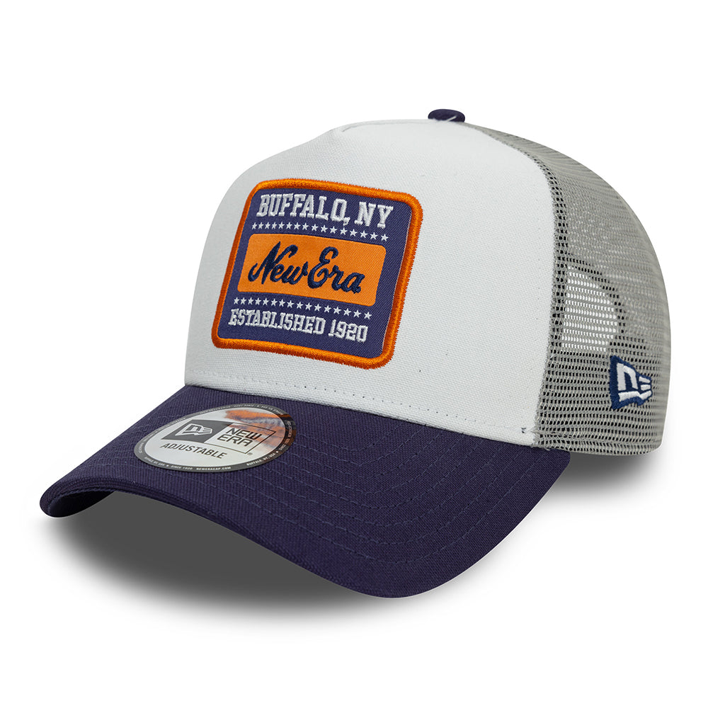 New Era A-Frame Trucker Cap - NE Patch Canvas - Weiß-Tinte