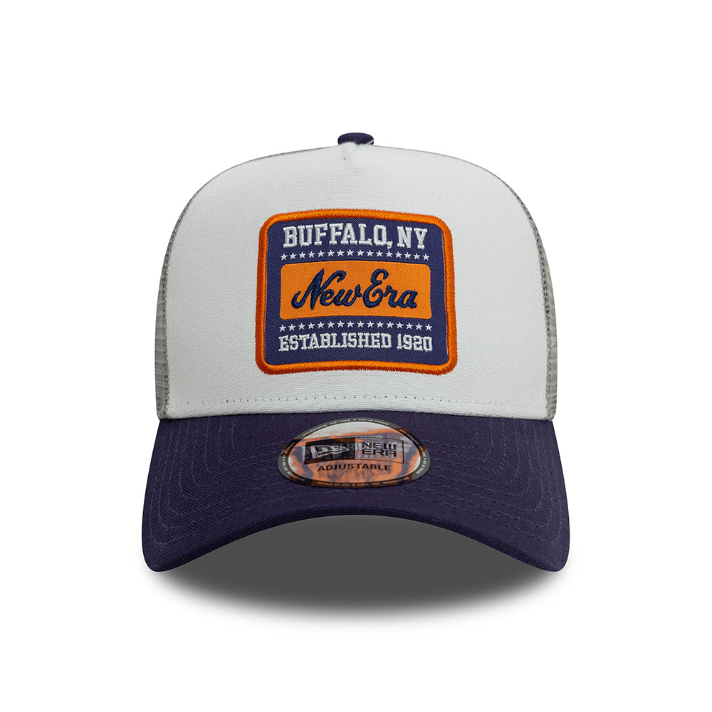 New Era A-Frame Trucker Cap - NE Patch Canvas - Weiß-Tinte
