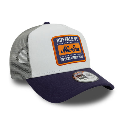New Era A-Frame Trucker Cap - NE Patch Canvas - Weiß-Tinte