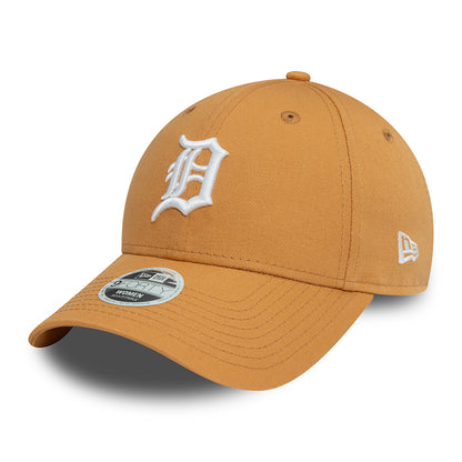 New Era Damen 9FORTY Detroit Tigers Baseball Cap - MLB League Essential II - Dunkler Sand-Weiß