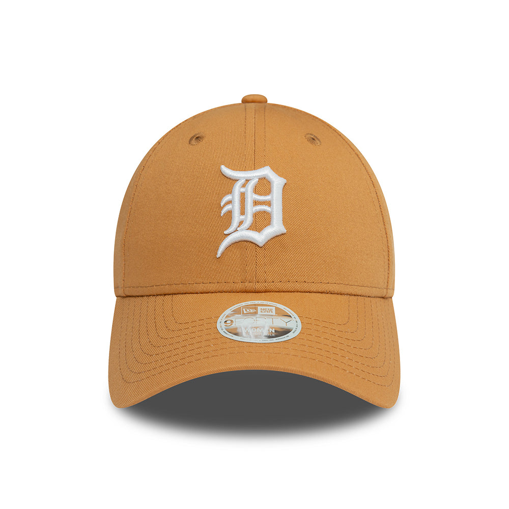 New Era Damen 9FORTY Detroit Tigers Baseball Cap - MLB League Essential II - Dunkler Sand-Weiß