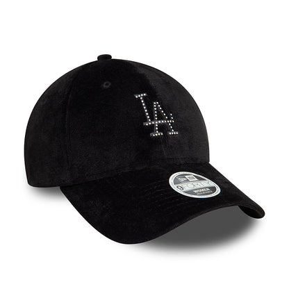 New Era Damen 9FORTY L.A. Dodgers Baseball Cap - MLB Diamante Velour - Schwarz