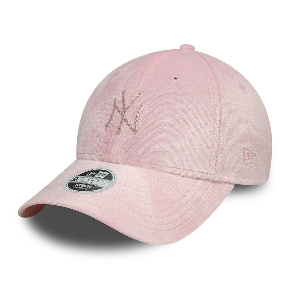 New Era Damen 9FORTY New York Yankees Baseball Cap - MLB Diamante Velour - Rosa