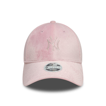 New Era Damen 9FORTY New York Yankees Baseball Cap - MLB Diamante Velour - Rosa