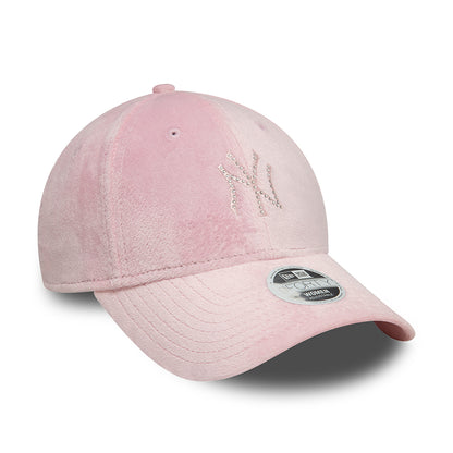 New Era Damen 9FORTY New York Yankees Baseball Cap - MLB Diamante Velour - Rosa