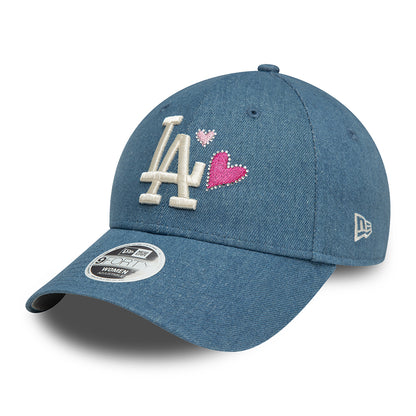 New Era Damen 9FORTY L.A. Dodgers Baseball Cap - MLB Denim Icon - Blau-Weiß