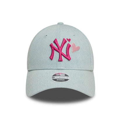 New Era Damen 9FORTY New York Yankees Baseball Cap - MLB Denim Icon - Hellblau-Rosa