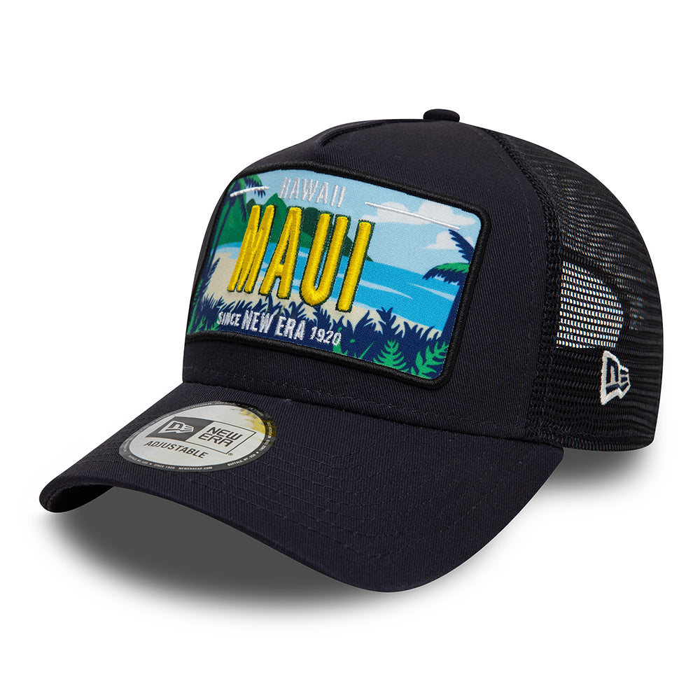 New Era A-Frame Maui Trucker Cap - License Plate - Marineblau