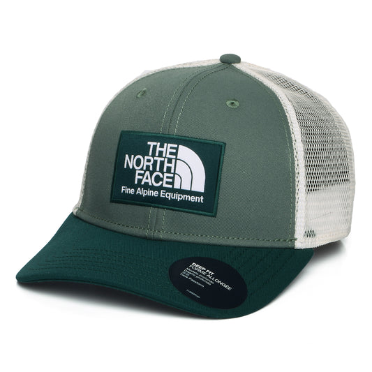 The North Face Mudder II Deep Fit Recycelt Trucker Cap - Salbeigrün-Waldgrün-Weiß