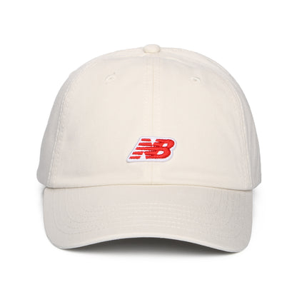 New Balance NB Patch Logo Baseball Cap aus Baumwolle - Cremeweiß