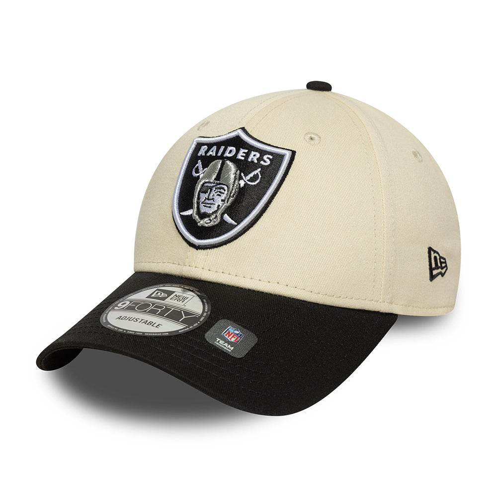 New Era 9FORTY Las Vegas Raiders Baseball Cap - NFL Wordmark - Cremefarben-Schwarz