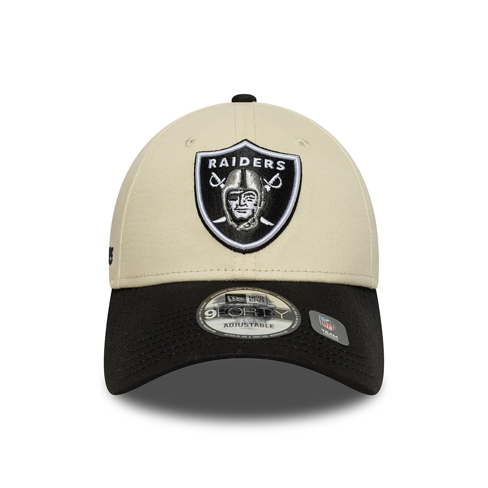 New Era 9FORTY Las Vegas Raiders Baseball Cap - NFL Wordmark - Cremefarben-Schwarz