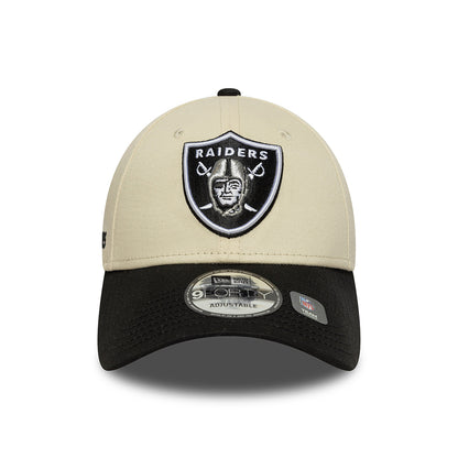 New Era 9FORTY Las Vegas Raiders Baseball Cap - NFL Wordmark - Cremefarben-Schwarz