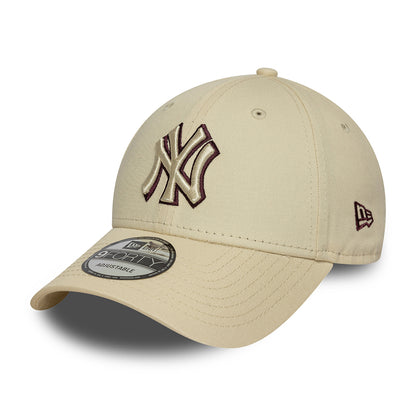 New Era 9FORTY New York Yankees Baseball Cap - MLB Team Outline - Beige-Braun