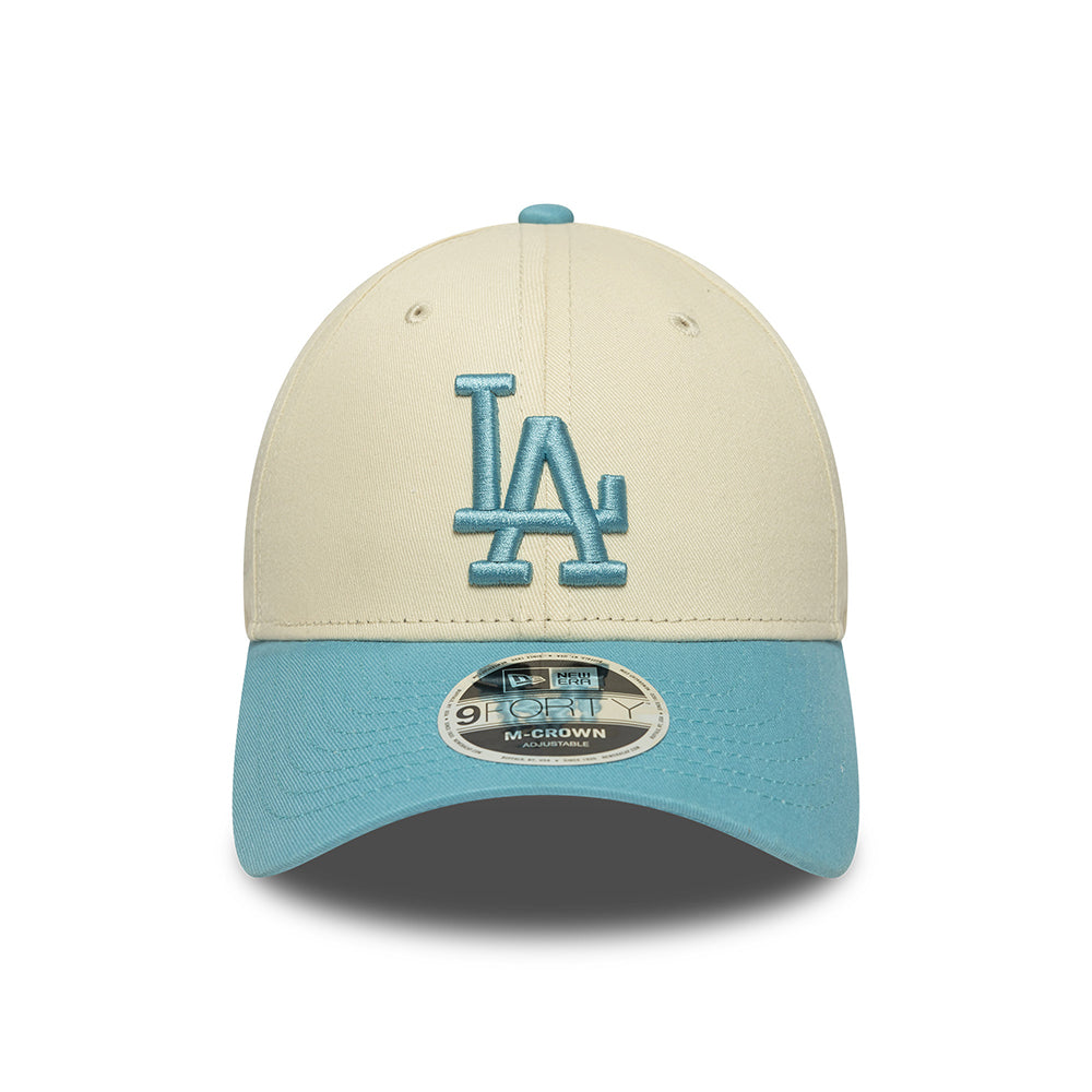 New Era 9FORTY L.A. Dodgers Baseball Cap - MLB Colourblock - Cremeweiß-Himmelblau