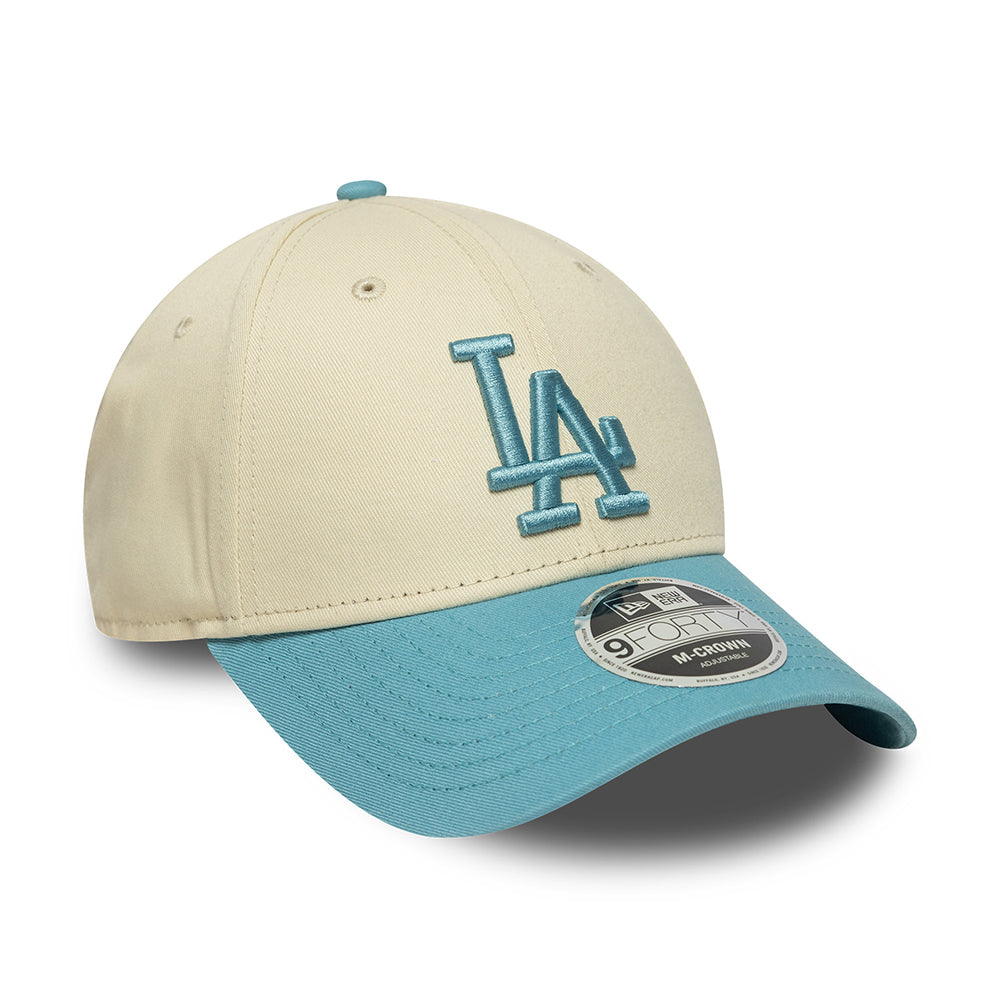 New Era 9FORTY L.A. Dodgers Baseball Cap - MLB Colourblock - Cremeweiß-Himmelblau