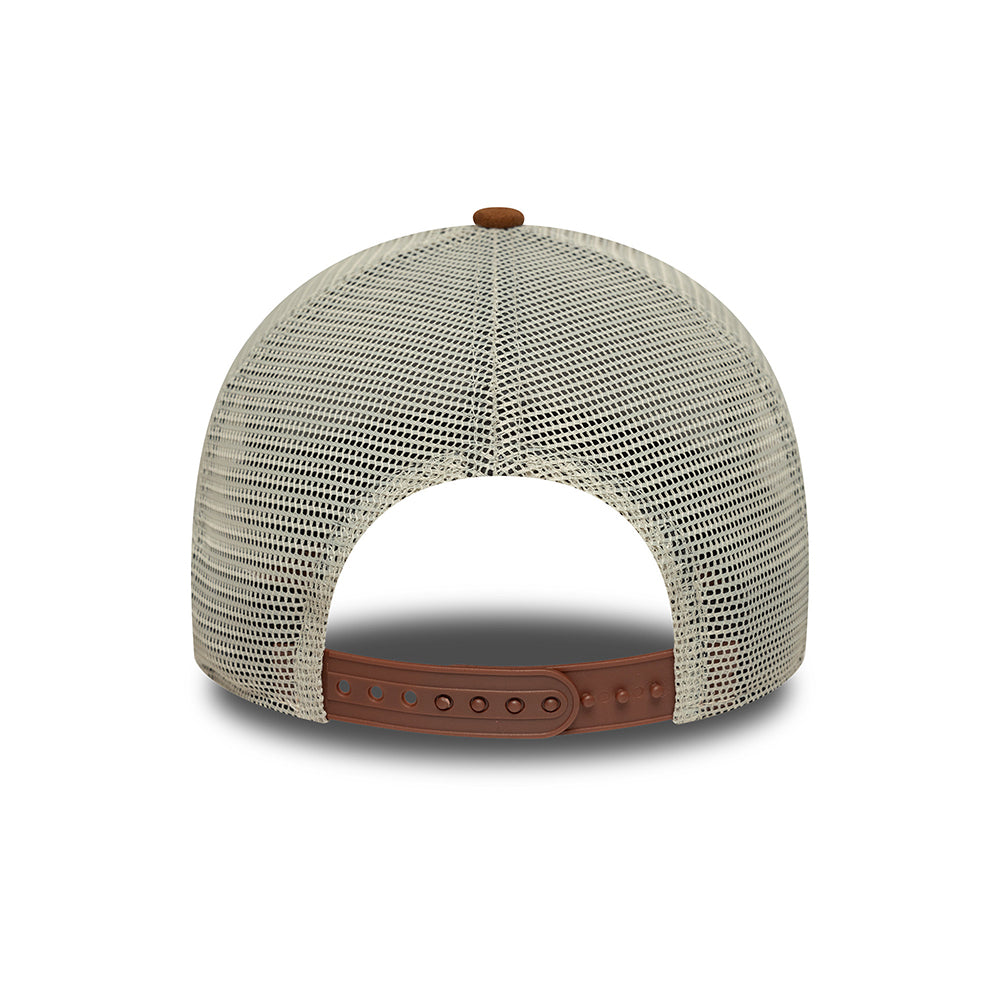 New Era A-Frame Trucker Cap - Oval Patch Suede - Steingrau-Hellbraun