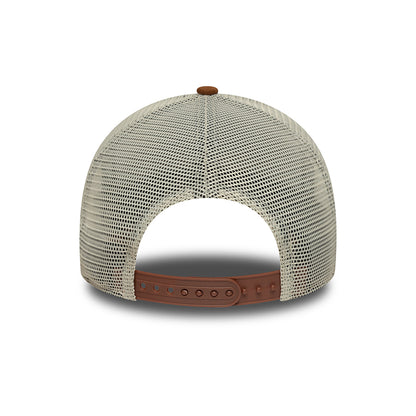 New Era A-Frame Trucker Cap - Oval Patch Suede - Steingrau-Hellbraun