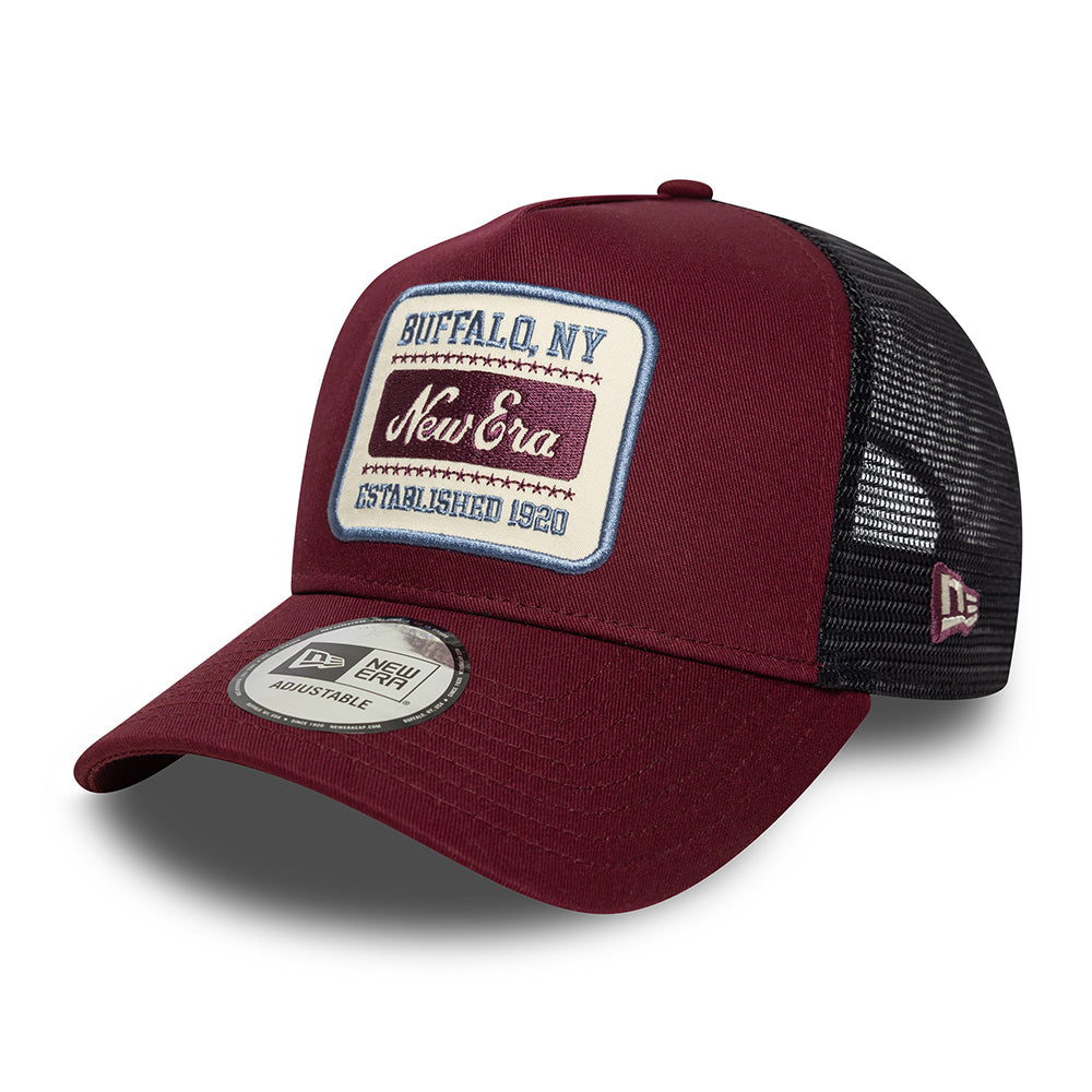 New Era A-Frame Trucker Cap - NE Patch - Burgunderrot