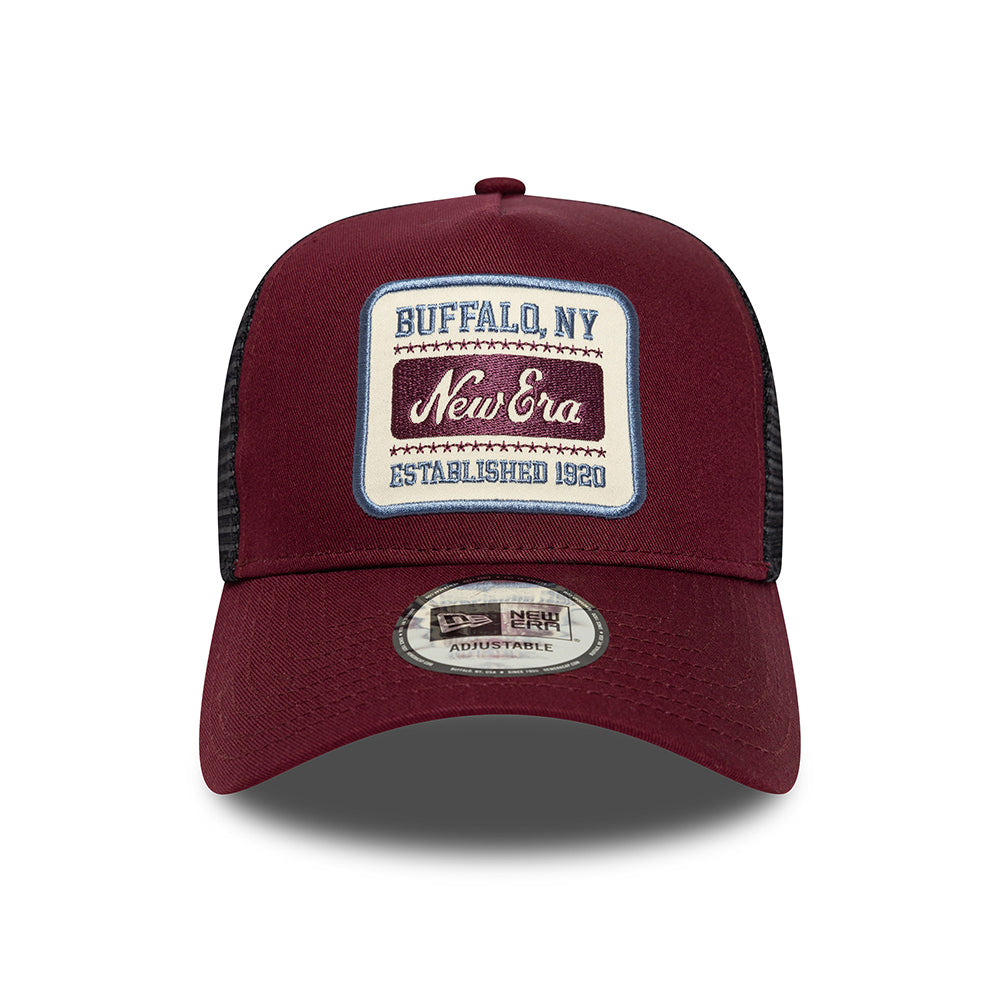 New Era A-Frame Trucker Cap - NE Patch - Burgunderrot