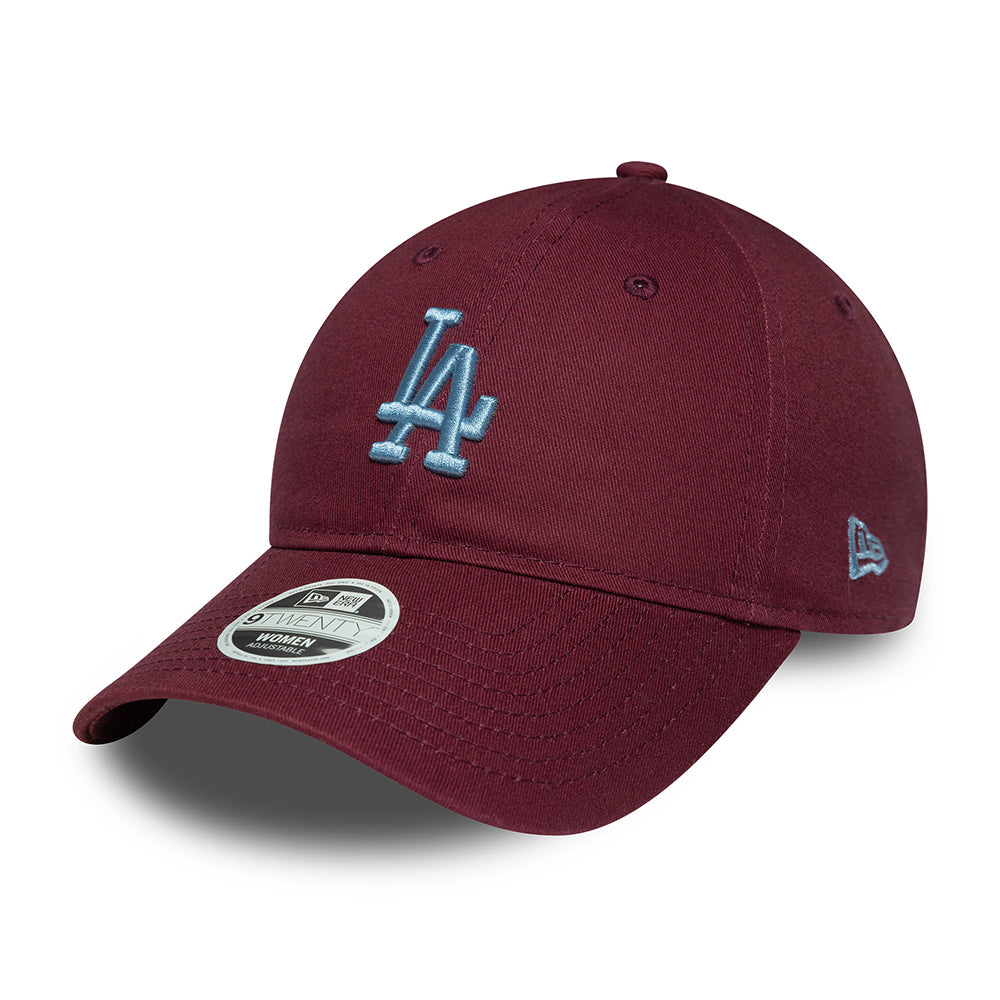 New Era Damen 9TWENTY L.A. Dodgers Baseball Cap - MLB League Essential II - Burgungerrot-Blau